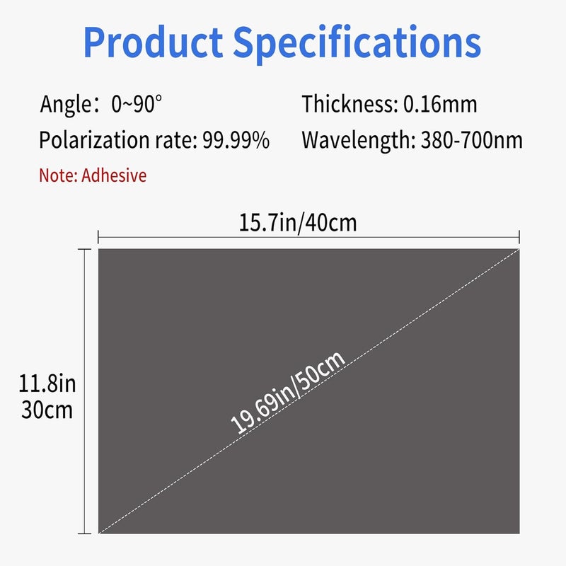 Selens 2 PCS Linear Polarizing Film,15.8x11.9in Adhesive Polarized Film Suitable for LCD Screen Repairing/Physics Teaching/Photography - Image 2